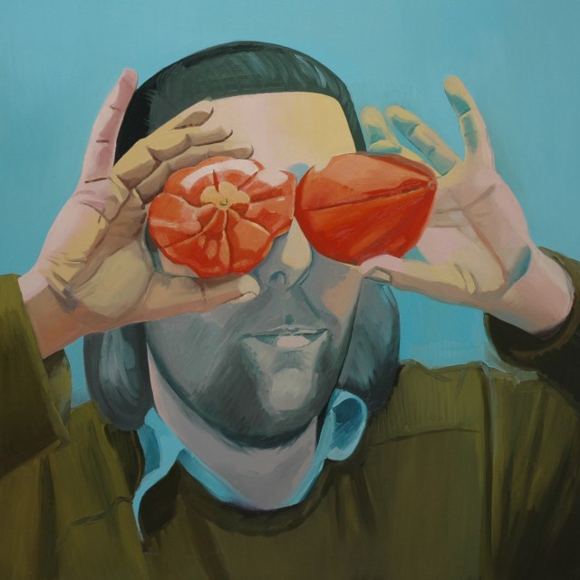 Self-portrait with tomatoes