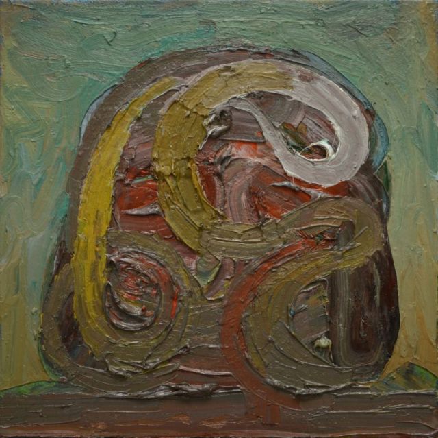 Zelfportretgolf2, 50x50cm